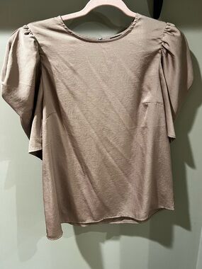 Express Taupe Puff Sleeve Blouse